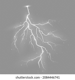 The effect of lightning and lighting, zipper, thunderstorm and lightning, symbol of natural strength. Powerful thunderstorm electricity discharge.