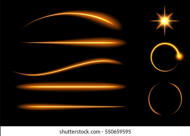 Effect neon light magical light, glowing, illuminated vector, form stars, set