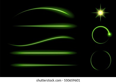 Effect neon light magical light, glowing, illuminated vector, form stars, set