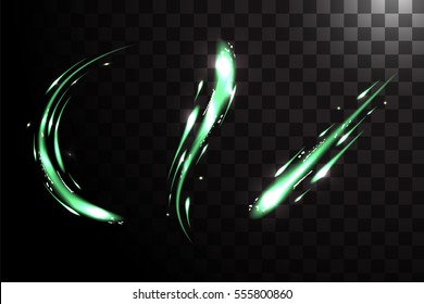 Effect neon light magical light, glowing, illuminated vector, form stars, set
