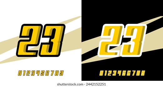 Effect number 23 racing design editable vector template, with yellow color for racing, racing, sports, races, esports