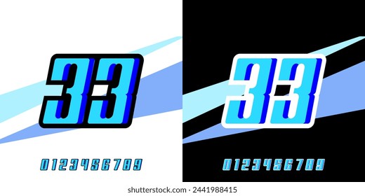 Effect number 33 racing design editable vector template, with blue color for racing, racing, sports, races, esports