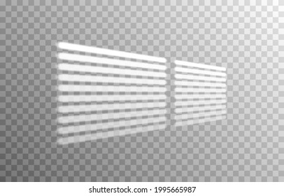 The effect of overlaying shadows. Shade from different blinds. Realistic light shade from blinds, windows. Shadow PNG.