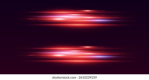 The effect of red light lines, the special effect of laser neon beams.