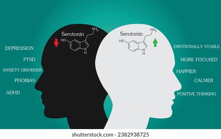 Effect of serotonin with normal level and low level on emotional and body. 