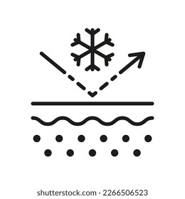 Effect of Skin Cold Glyph Pictogram. Barrier from Cooling Concept Icon. Snowflake on Skin Layer. Protection of Skin Frostbite Silhouette Icon. Isolated Vector Illustration.