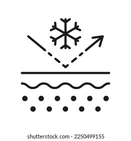 Efecto del pictograma de contorno de frío de la piel. Piel Barrera de Icono Lineal de Concepto de Refrigeración. Snowflake en la capa de la piel. Protección del icono de la línea de frostbit de piel. Stroke editable. Ilustración de vectores aislados.