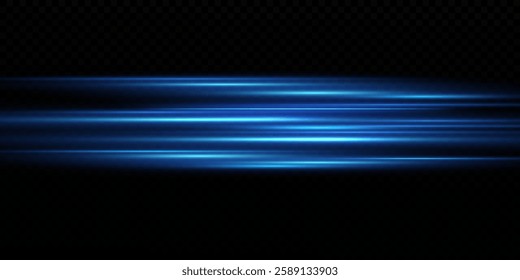 The effect of speed.Light blue motion, cyan glowing neon lines.