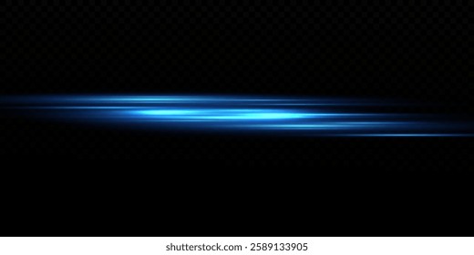 The effect of speed.Light blue motion, cyan glowing neon lines.