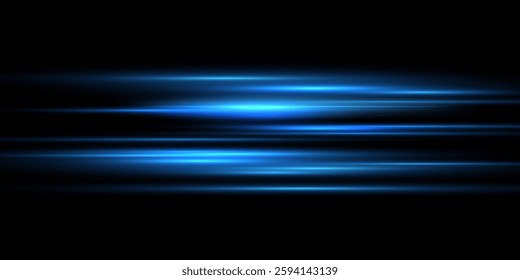 The effect of speed.Light blue motion, cyan glowing neon lines.