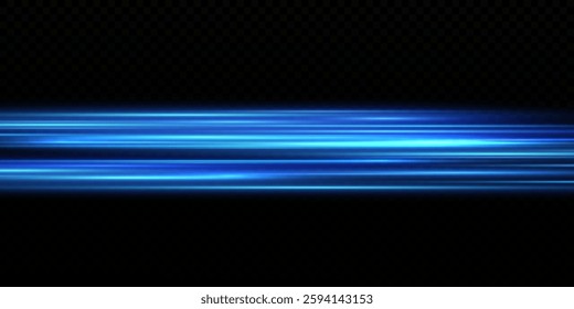 The effect of speed.Light blue motion, cyan glowing neon lines.