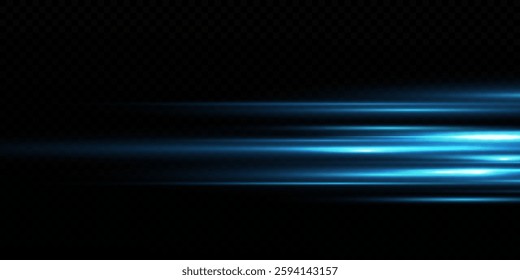 The effect of speed.Light blue motion, cyan glowing neon lines.