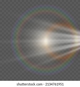 The effect of the sun, light through the lens, glare on a transparent background. Special effect for video