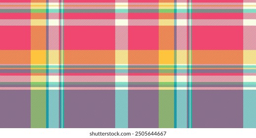 Effect tartan vector check, skirt fabric textile plaid. Cover seamless background texture pattern in red and cyan colors palette.