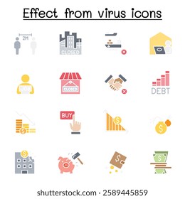 Effect from virus icon set in flat color style