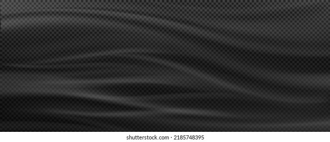 Effect of wind, cold air motion, white waves of fog or smoke isolated on transparent background. Vector realistic overlay illustration of 3d texture of clear material with wrinkles