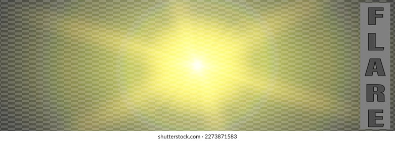 El efecto de la luz amarilla y dorada brillante estalla en un fondo transparente. Partículas mágicas de polvo brillantes. Estrella brillante. Sol transparente y brillante, conjunto de destellos brillantes brillantes