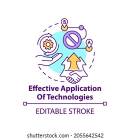 Effective application of technologies concept icon. Digitalization for services improvement. Digital inclusion idea thin line illustration. Vector isolated outline RGB color drawing. Editable stroke