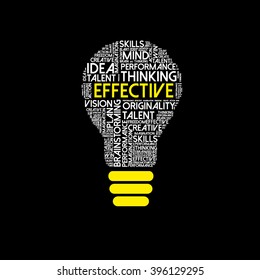 Effective bulb word cloud, education concept