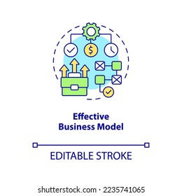 Effective business model concept icon. Profitable startup plan. Generate income abstract idea thin line illustration. Isolated outline drawing. Editable stroke. Arial, Myriad Pro-Bold fonts used