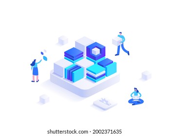 Effective business solution strategy and complex task cooperation as successful performance process. Solving problem and difficult work teamwork assemble tiny persons concept. Vector illustration