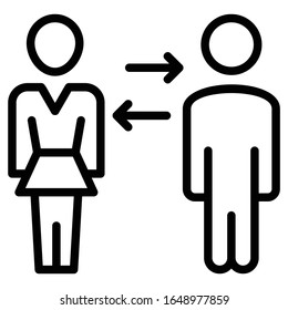 Effective Communication Between Cross Genders Concept, hrm symbol on white background, Cross arrows between male and female vector icon design