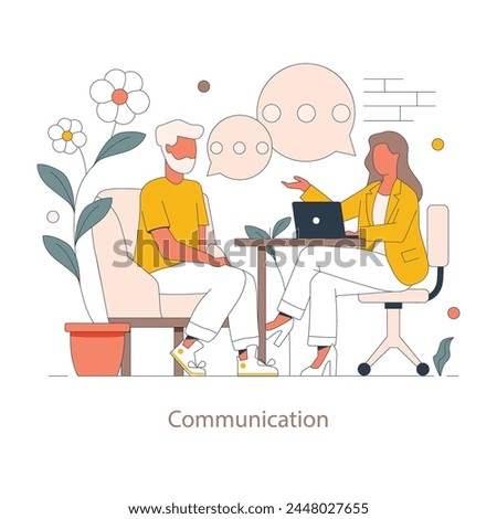 Effective Communication concept. Illustration showcasing a coach and client in a dynamic exchange, highlighting active listening and thoughtful sharing. Vector illustration.