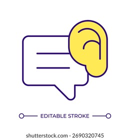 Effective communication line color icon. Active listening, skills. Chat bubbles, messaging. Chatting, conversation. Isolated vector illustration. Flat colorful symbol design. Editable stroke