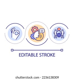 Effective communication skills loop concept icon. Foreign language competency abstract idea thin line illustration. Language acquisition. Isolated outline drawing. Editable stroke. Arial font used