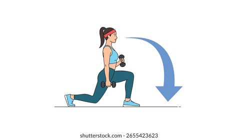 Estocadas efectivas con mancuernas para el entrenamiento de fuerza y la condición física de la parte inferior del cuerpo