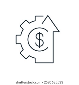 Effective financial management. Income up.Vector linear icon isolated on white background.