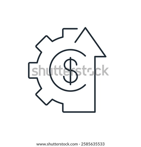 Effective financial management. Income up.Vector linear icon isolated on white background.