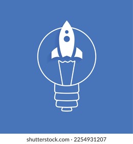 effective idea thinking concept with rocket and light bulb sign vector 