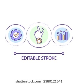 Effective key performance indicators loop concept icon. Project success. Release management metrics abstract idea thin line illustration. Isolated outline drawing. Editable stroke. Arial font used