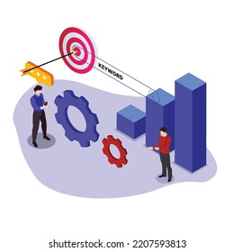 Effective keyword targeting tools isometric 3d vector illustration concept for banner, website, illustration, landing page, flyer, etc.