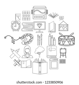 Effective learning icons set. Outline set of 25 effective learning vector icons for web isolated on white background