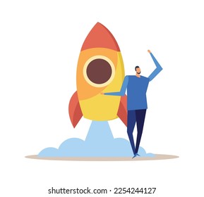 Effective management concept flat composition of isolated doodle style people and work symbols vector illustration
