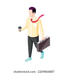 Effective management concept isometric composition with faceless human character and organizer elements vector illustration
