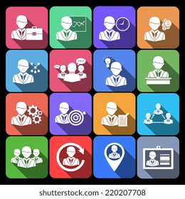Effective management icons flat set with business avatars isolated vector illustration