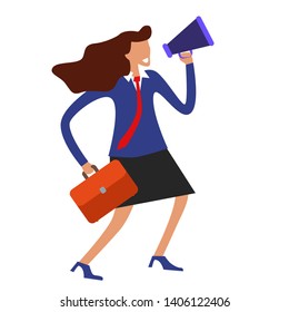 effective manager shouting into megaphone. Business vision concept