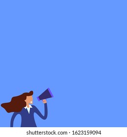 effective manager shouting into megaphone. Marketing vision concept