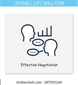 Effective negotiations line icon. Diplomacy. Discussion skill. Personality strengths and characteristics.Soft skills concept. Human resources management.Isolated vector illustration. Editable stroke 