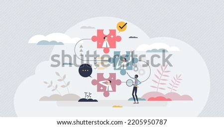 Effective onboarding and employee work tasks explanation tiny person concept. Welcome to fist day at new job scene with human resources introduction presentation about business vector illustration.