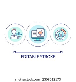 Effective online promotion loop concept icon. Business advertisement method. Marketing abstract idea thin line illustration. Isolated outline drawing. Editable stroke. Arial font used