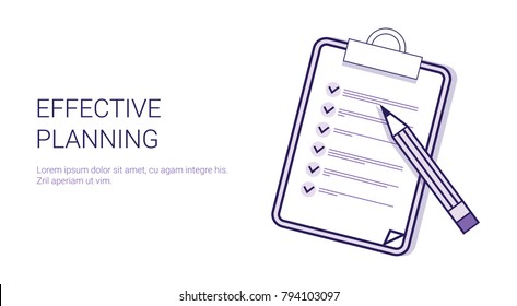 Effective Planning Concept Time Management Template Web Banner With Copy Space Vector Illustration