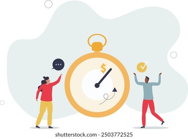 Effective and precise timing for advertisement, ads and commercials in social media.flat design with people.