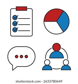 Lista de verificación efectiva de gestión de proyectos, gráficos, comunicación e iconos de trabajo en equipo