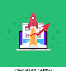 Effective Promotion. Turbo SEO Boost. Flat Vector Illustration.