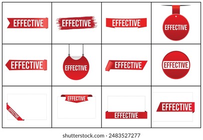 Effective red vector banner illustration isolated on white background