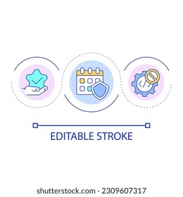 Effective secure scheduling loop concept icon. Reduce coding. Simplification of apps abstract idea thin line illustration. Isolated outline drawing. Editable stroke. Arial font used